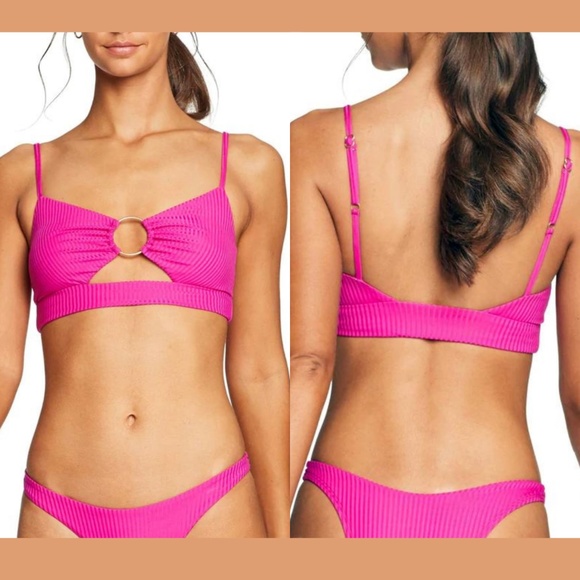 NWT Vitamin A [ Small S/6 ] EcoRib Kara Ring‎ Bikini Top in Pink - Picture 1 of 10